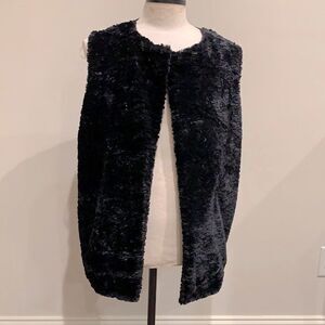 Rafaella Black Faux Fur Vest NWT